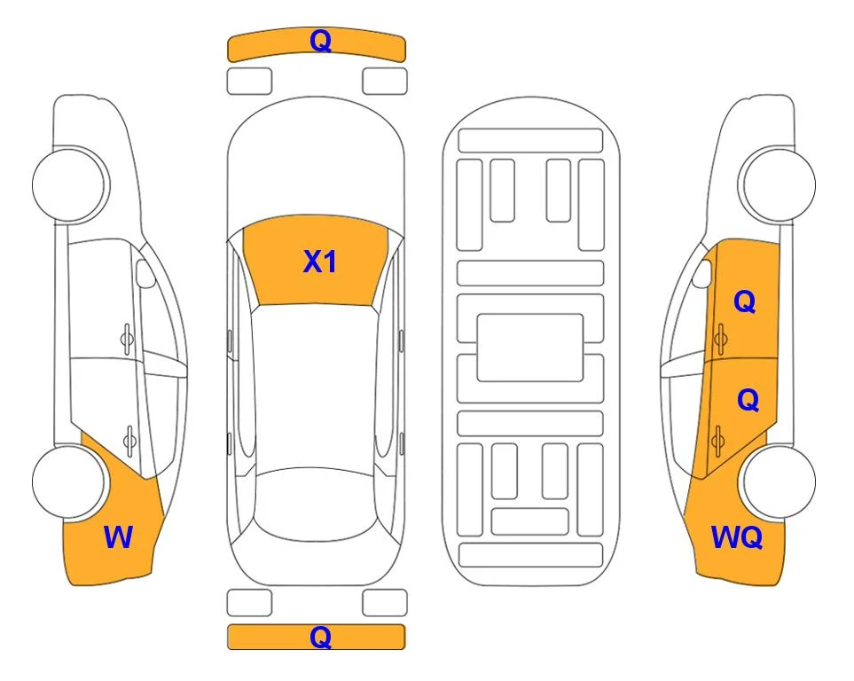 Схема кузова с отметками аукциона Lotte Auto Auction
