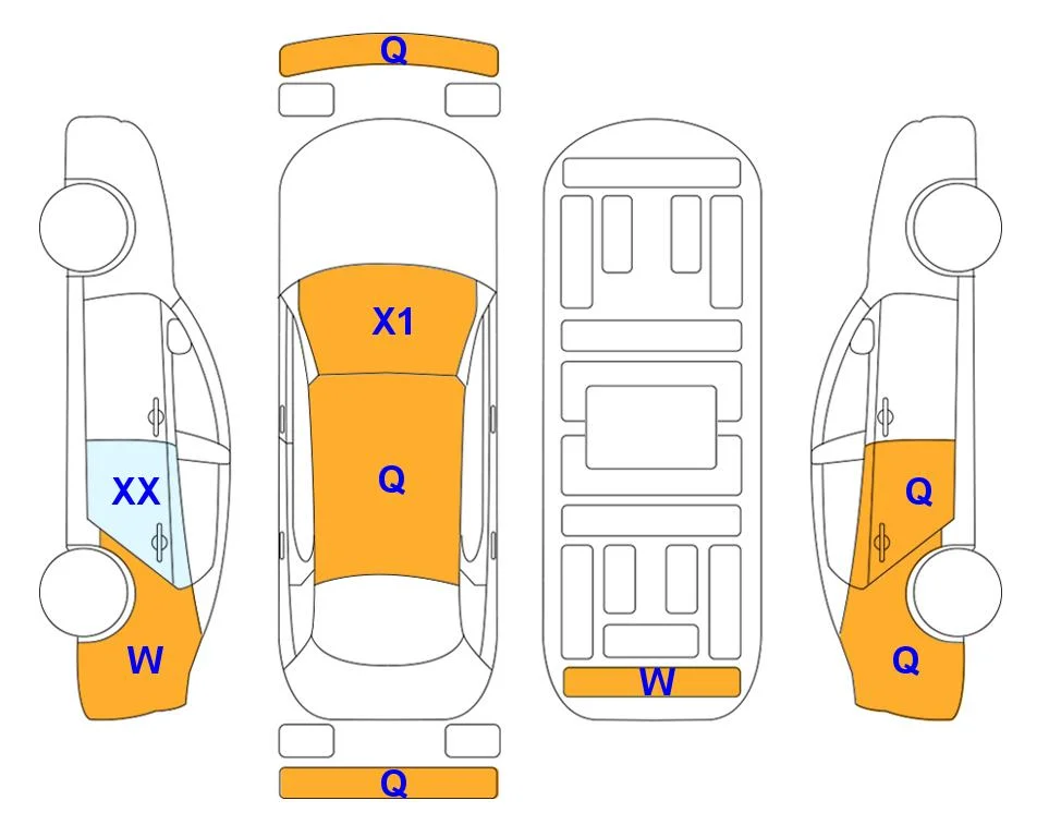 Схема кузова с отметками аукциона Lotte Auto Auction