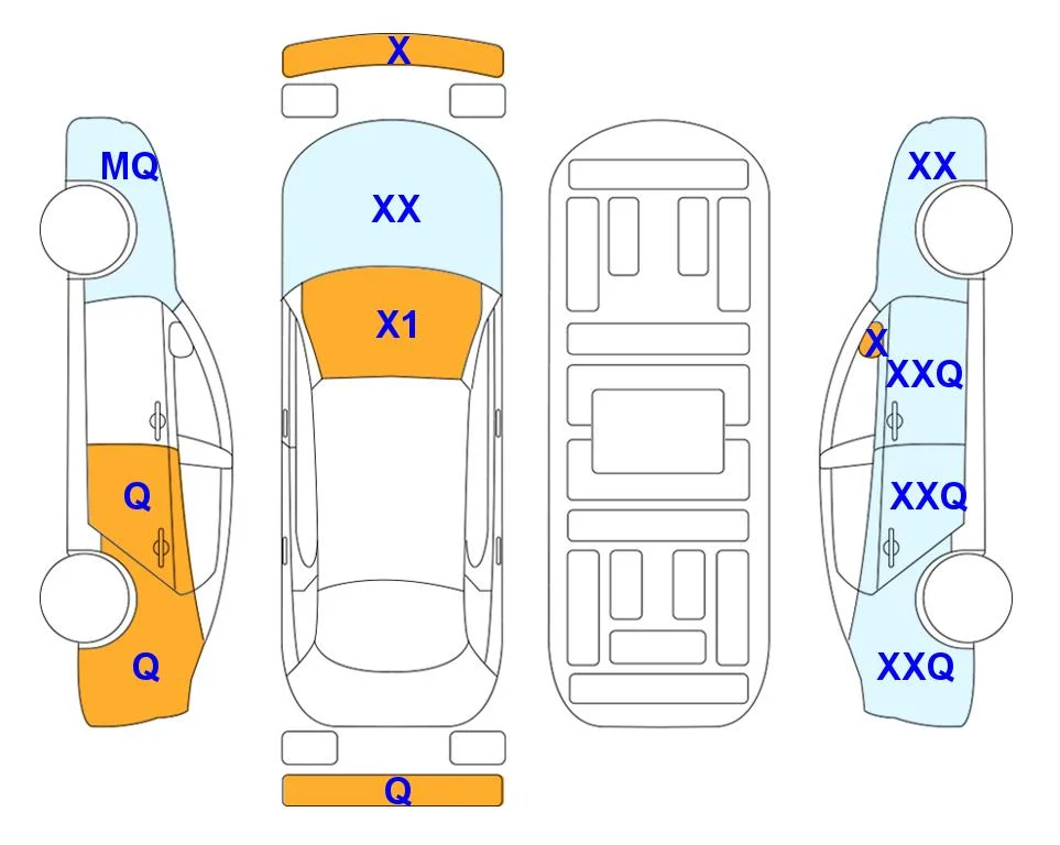 Схема кузова с отметками аукциона Lotte Auto Auction