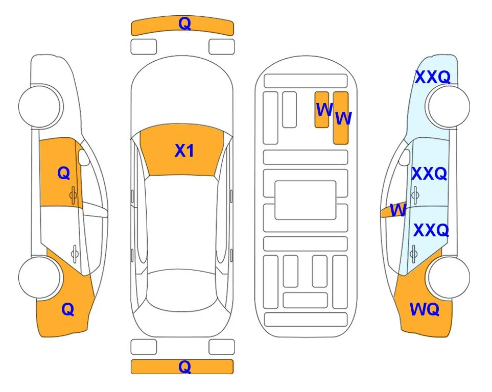 Схема кузова с отметками аукциона Lotte Auto Auction