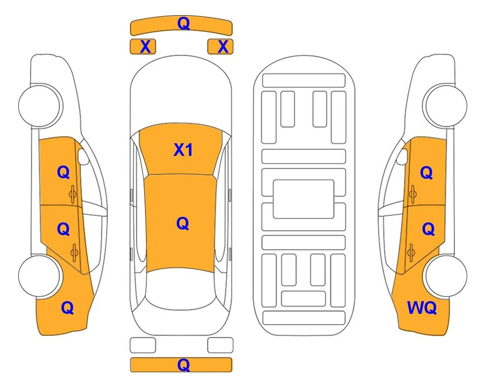 Схема кузова с отметками аукциона Lotte Auto Auction