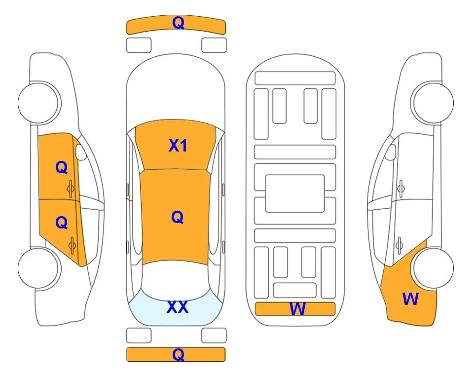 Body diagram with the marks of Lotte Auto Auction