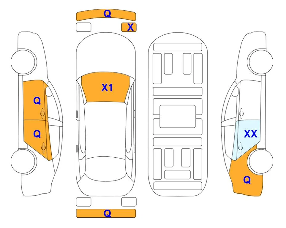 Схема кузова с отметками аукциона Lotte Auto Auction