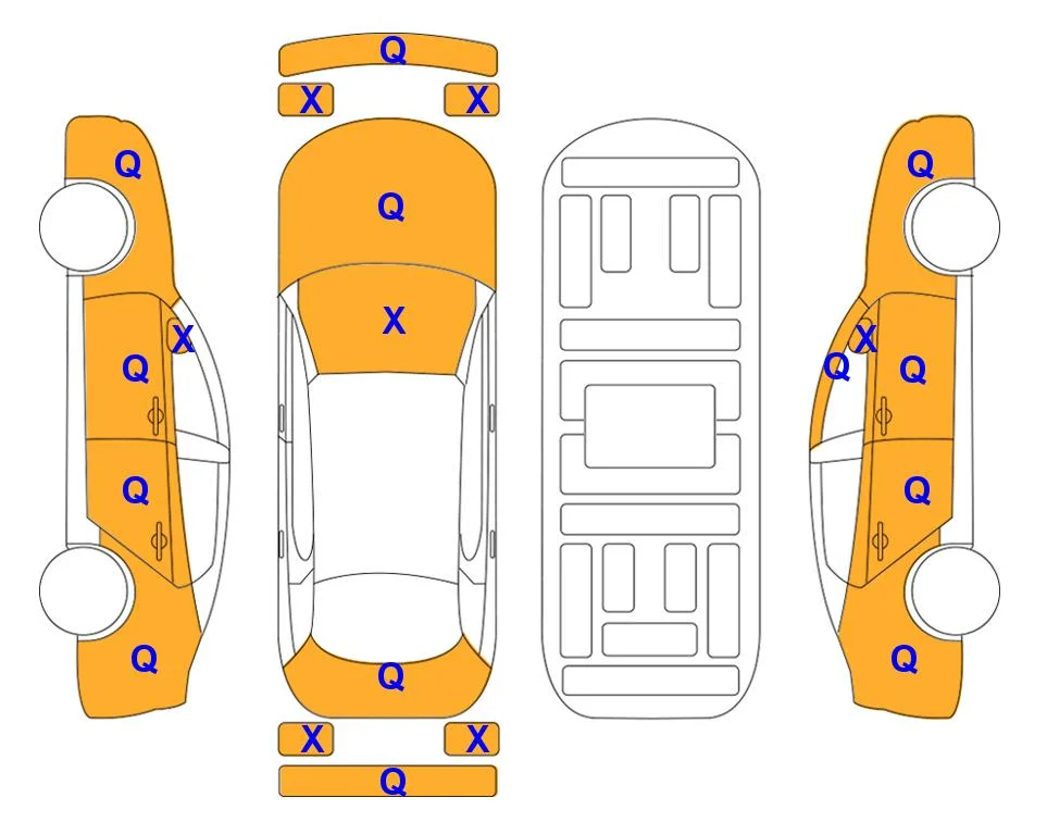 Схема кузова с отметками аукциона Lotte Auto Auction