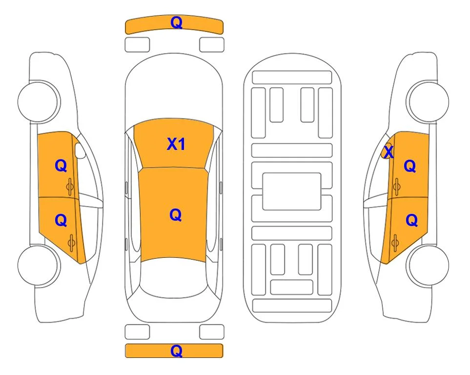 Схема кузова с отметками аукциона Lotte Auto Auction