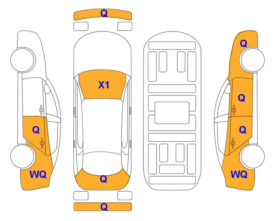 Схема кузова с отметками аукциона Lotte Auto Auction
