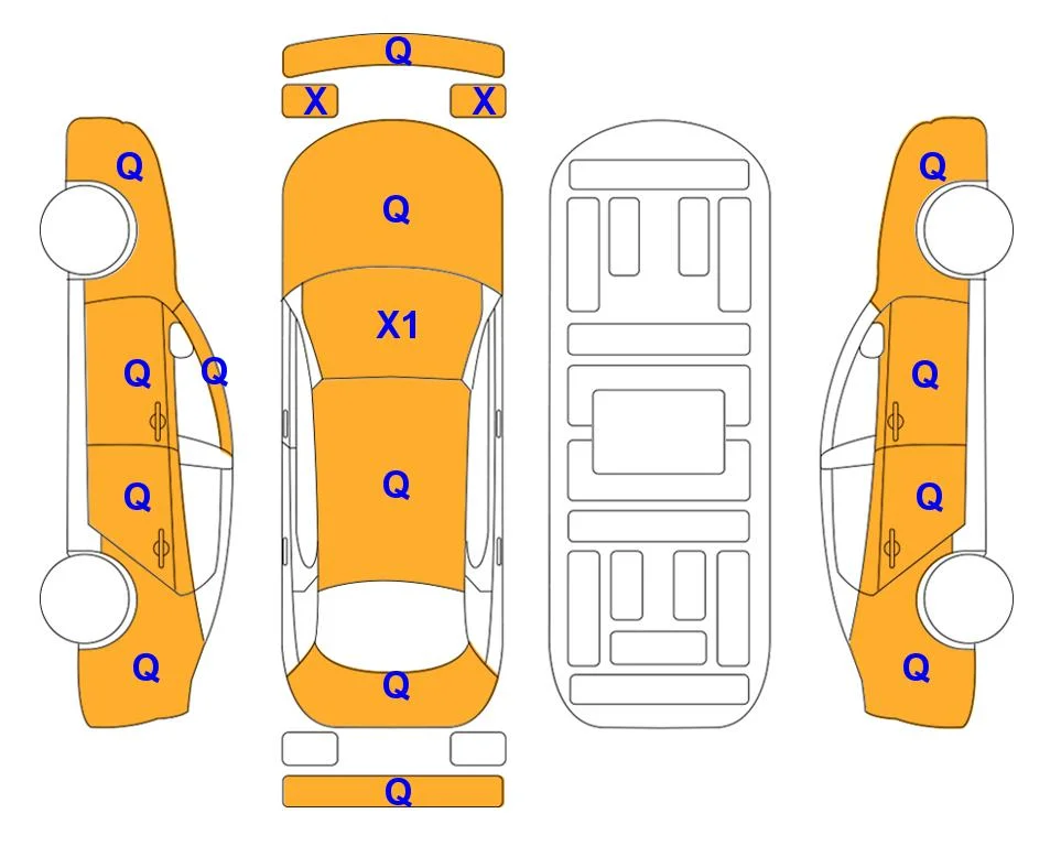 Схема кузова с отметками аукциона Lotte Auto Auction