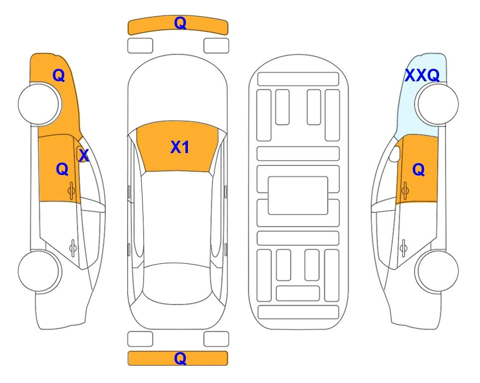 Схема кузова с отметками аукциона Lotte Auto Auction