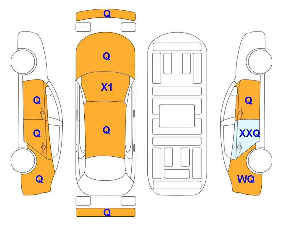 Body diagram with the marks of Lotte Auto Auction