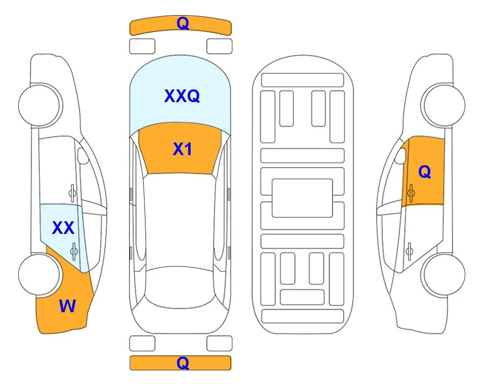 Схема кузова с отметками аукциона Lotte Auto Auction