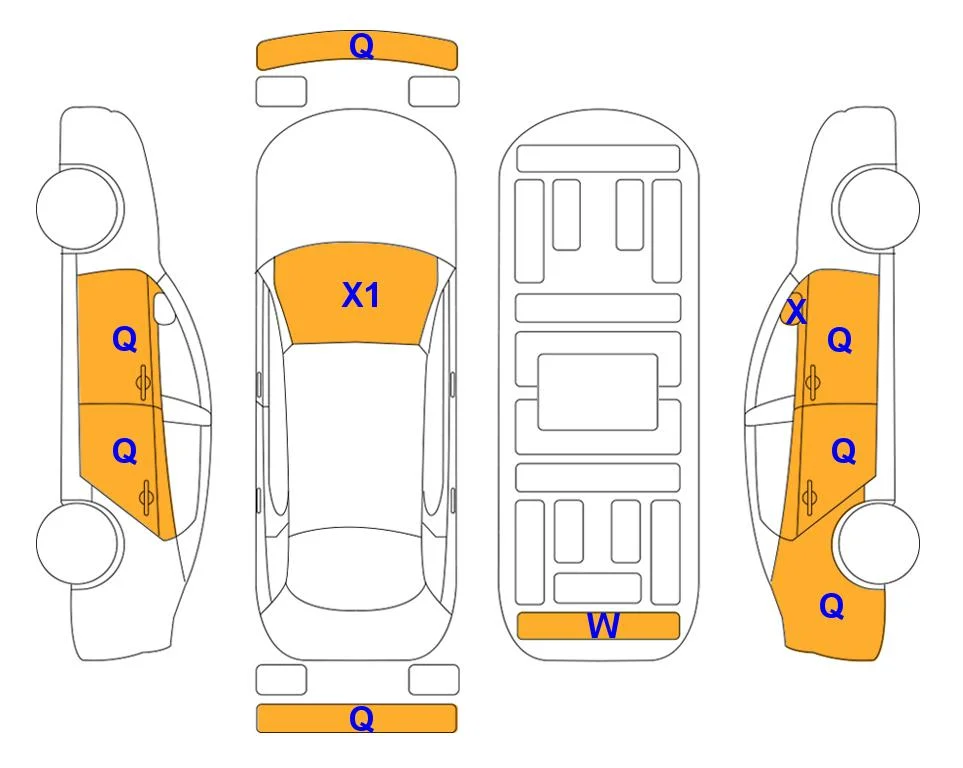 Схема кузова с отметками аукциона Lotte Auto Auction