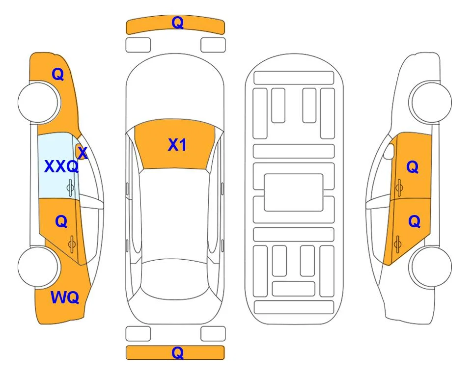 Схема кузова с отметками аукциона Lotte Auto Auction