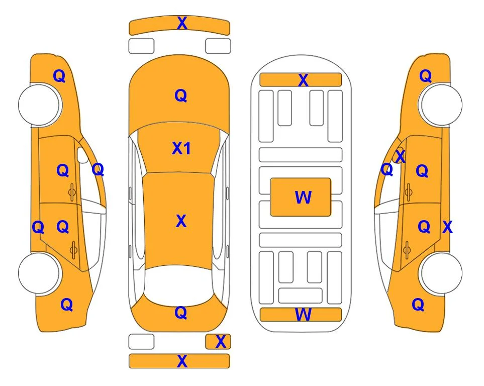 Body diagram with the marks of Lotte Auto Auction