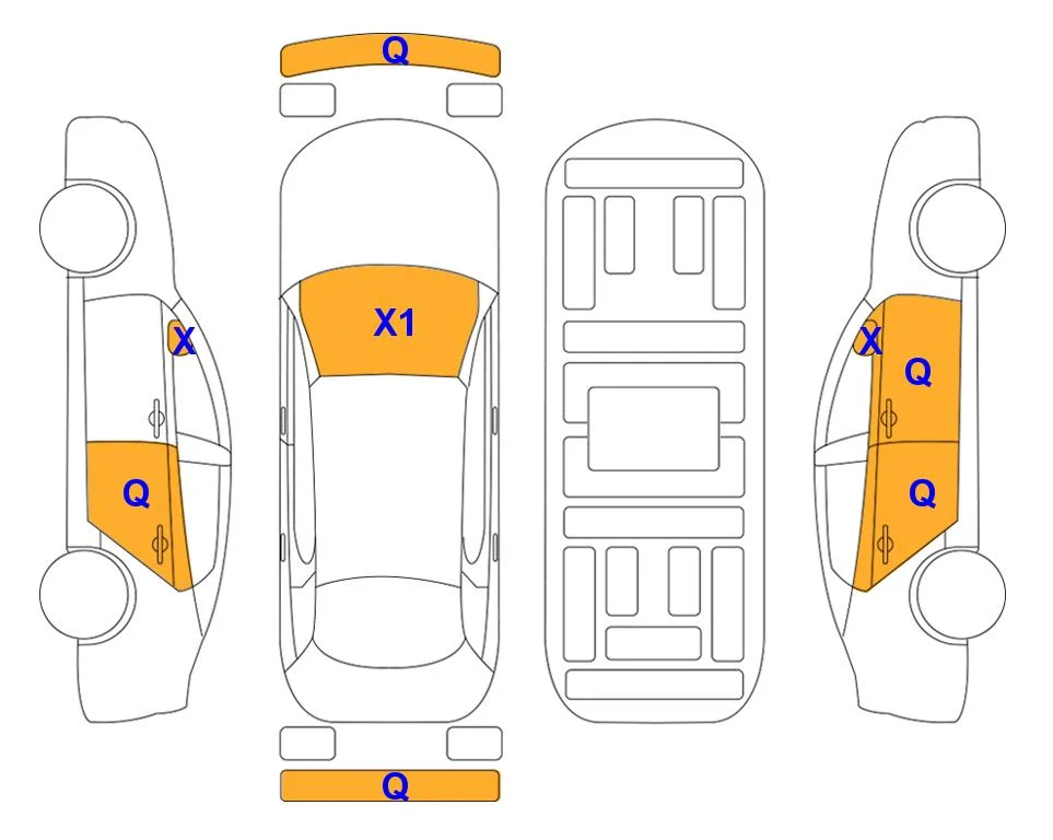 Схема кузова с отметками аукциона Lotte Auto Auction