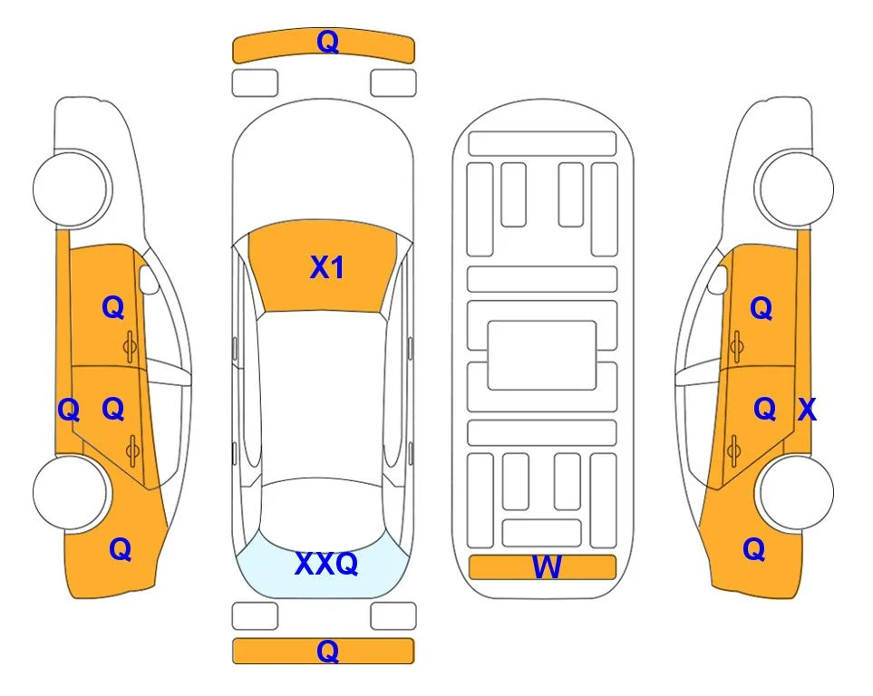 Схема кузова с отметками аукциона Lotte Auto Auction
