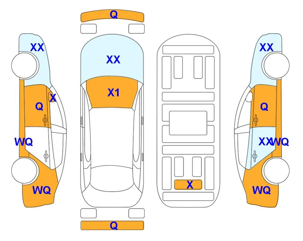 Схема кузова с отметками аукциона Lotte Auto Auction