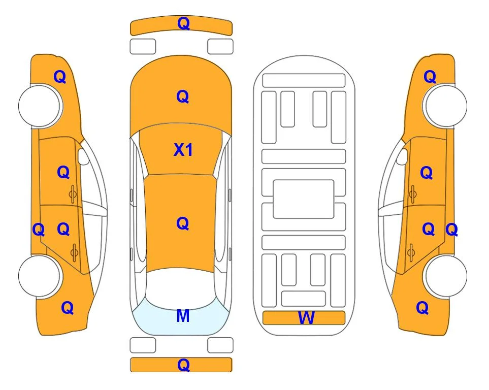 Схема кузова с отметками аукциона Lotte Auto Auction