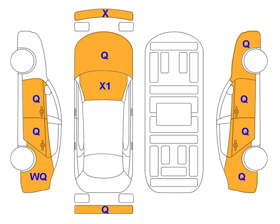 Схема кузова с отметками аукциона Lotte Auto Auction