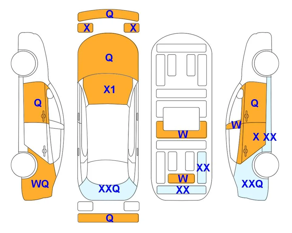 Body diagram with the marks of Lotte Auto Auction