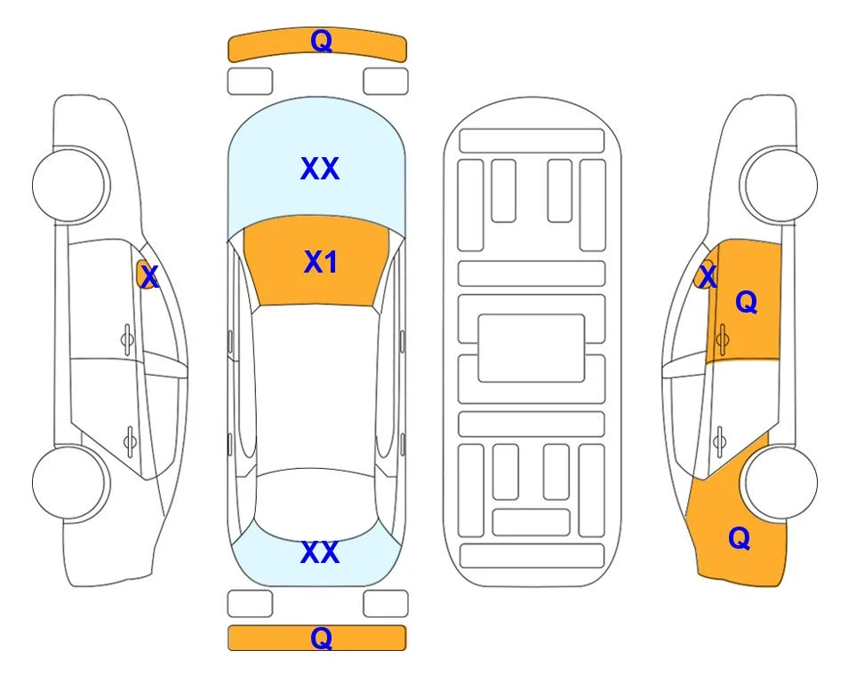 Body diagram with the marks of Lotte Auto Auction