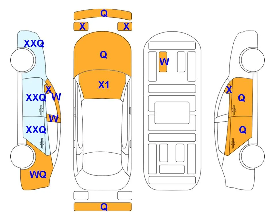 Body diagram with the marks of Lotte Auto Auction