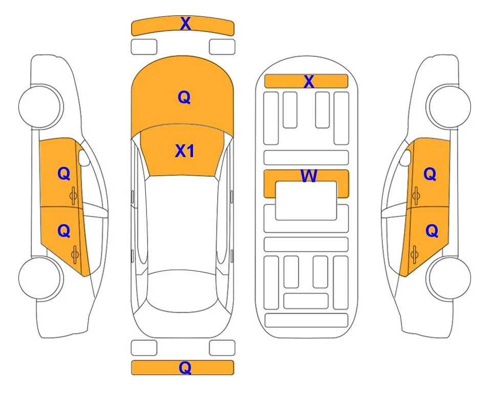 Схема кузова с отметками аукциона Lotte Auto Auction