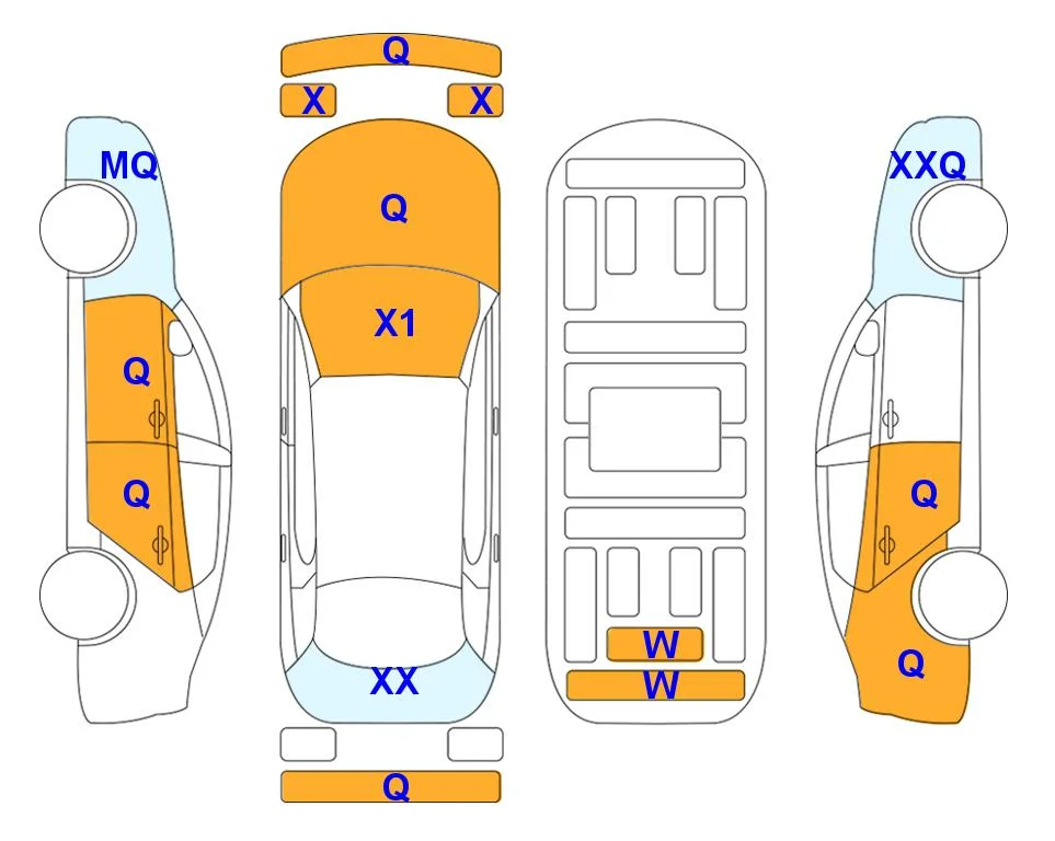 Схема кузова с отметками аукциона Lotte Auto Auction