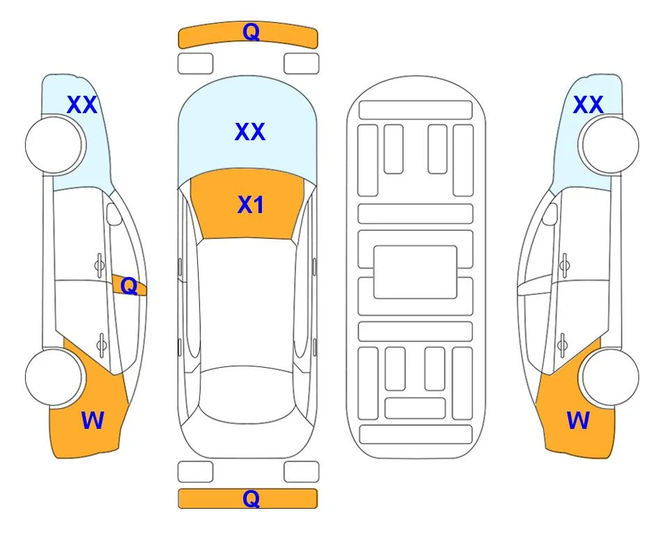 Схема кузова с отметками аукциона Lotte Auto Auction