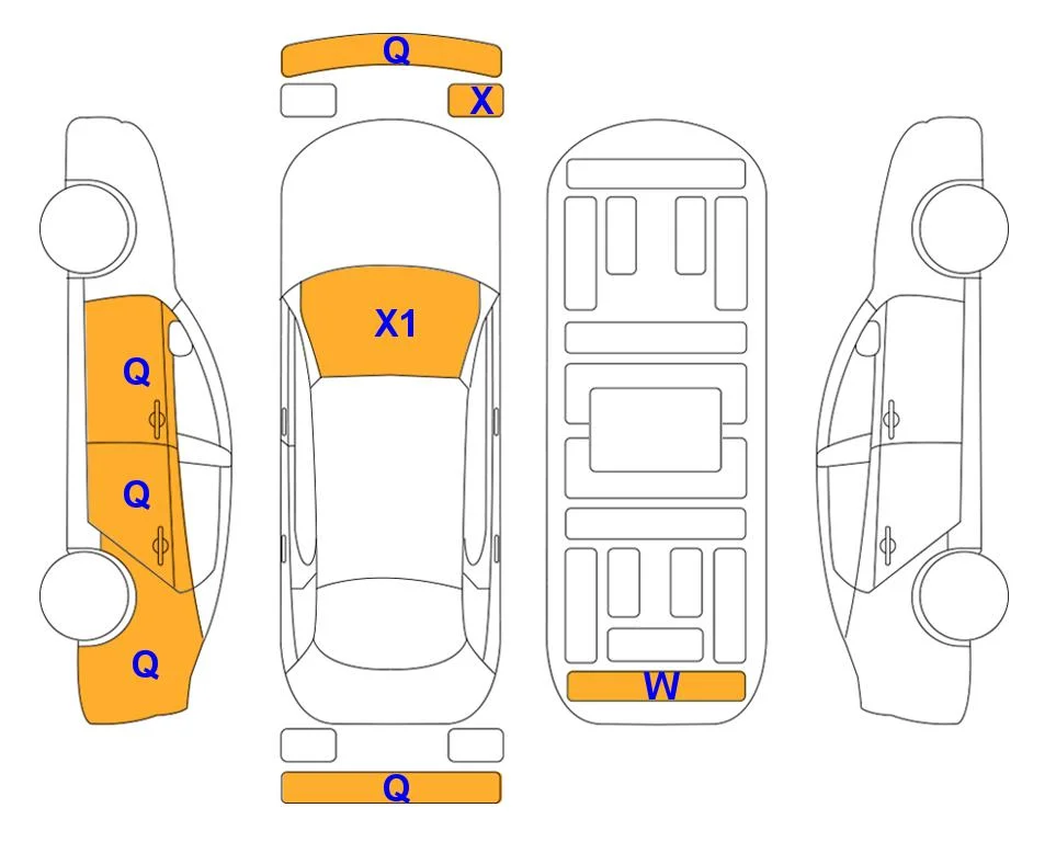 Схема кузова с отметками аукциона Lotte Auto Auction