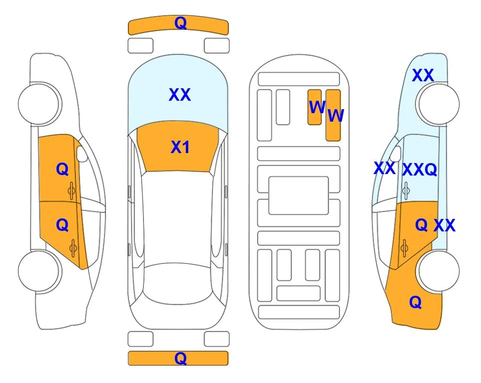 Схема кузова с отметками аукциона Lotte Auto Auction