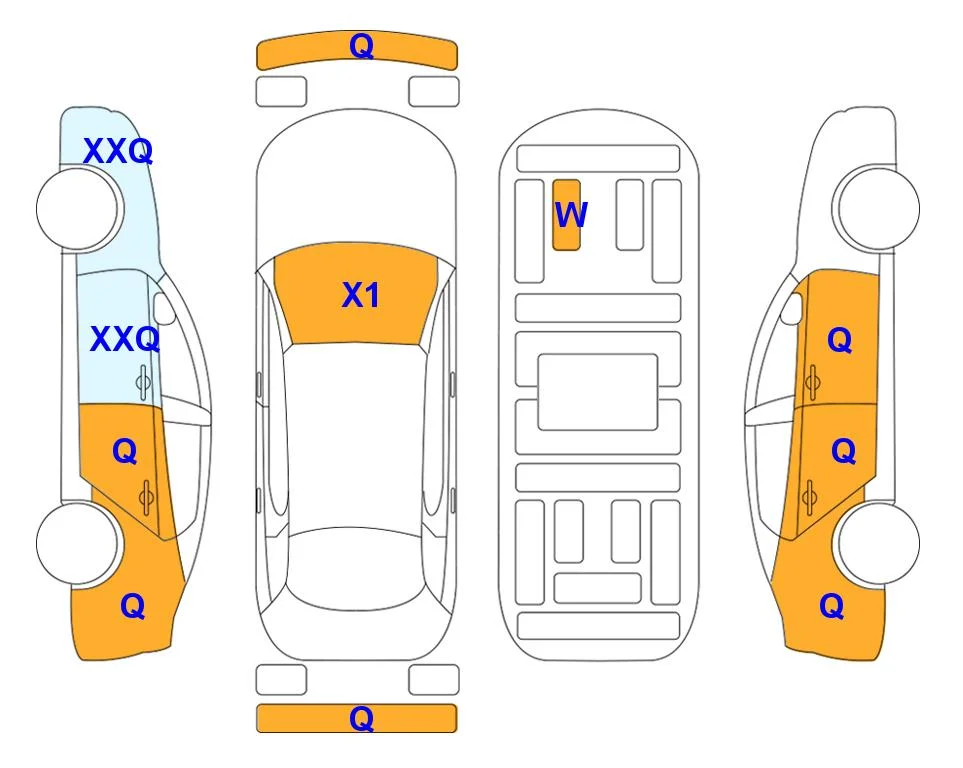Схема кузова с отметками аукциона Lotte Auto Auction