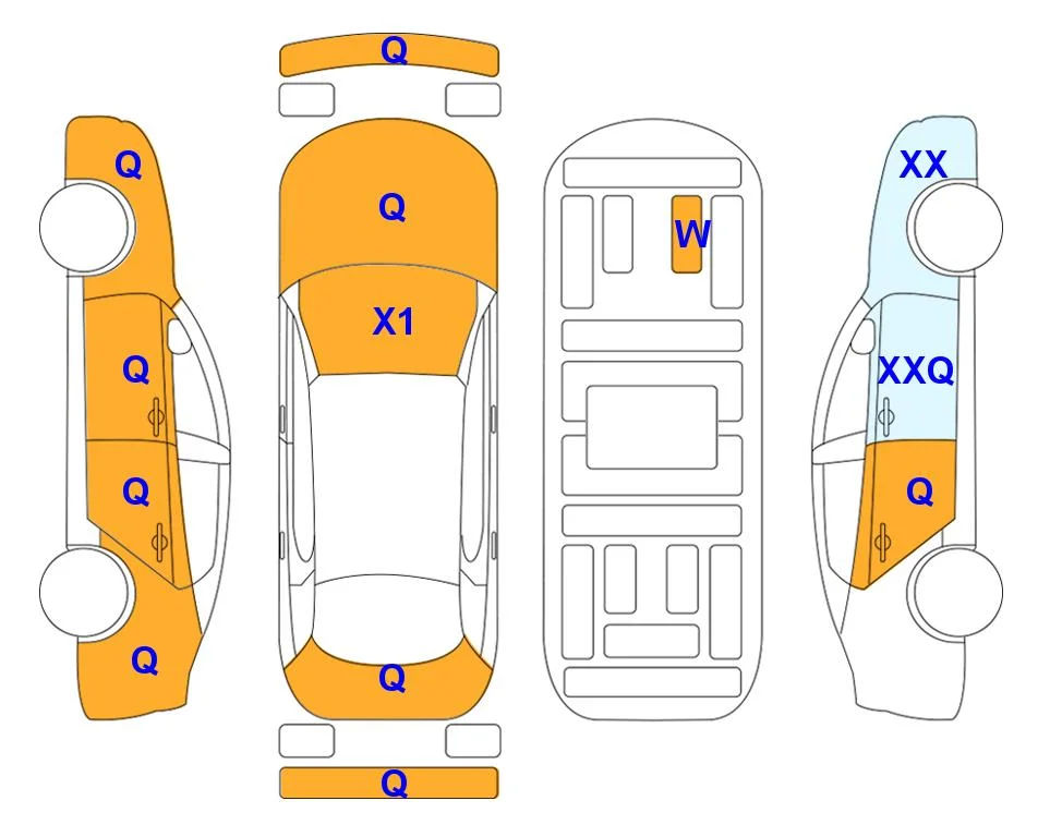 Схема кузова с отметками аукциона Lotte Auto Auction
