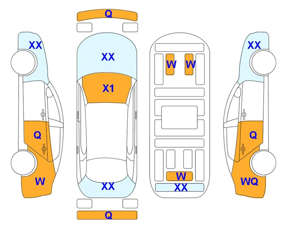 Схема кузова с отметками аукциона Lotte Auto Auction