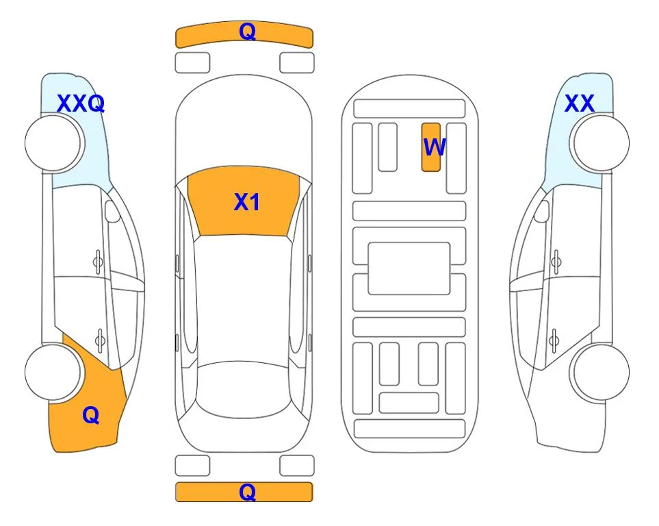 Схема кузова с отметками аукциона Lotte Auto Auction