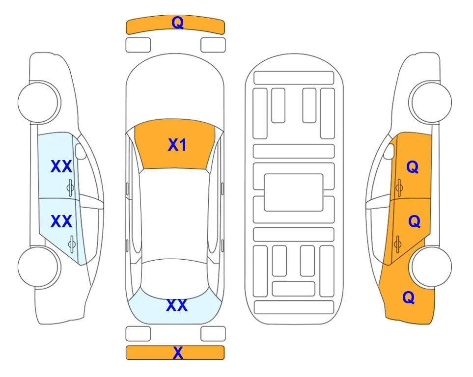 Схема кузова с отметками аукциона Lotte Auto Auction