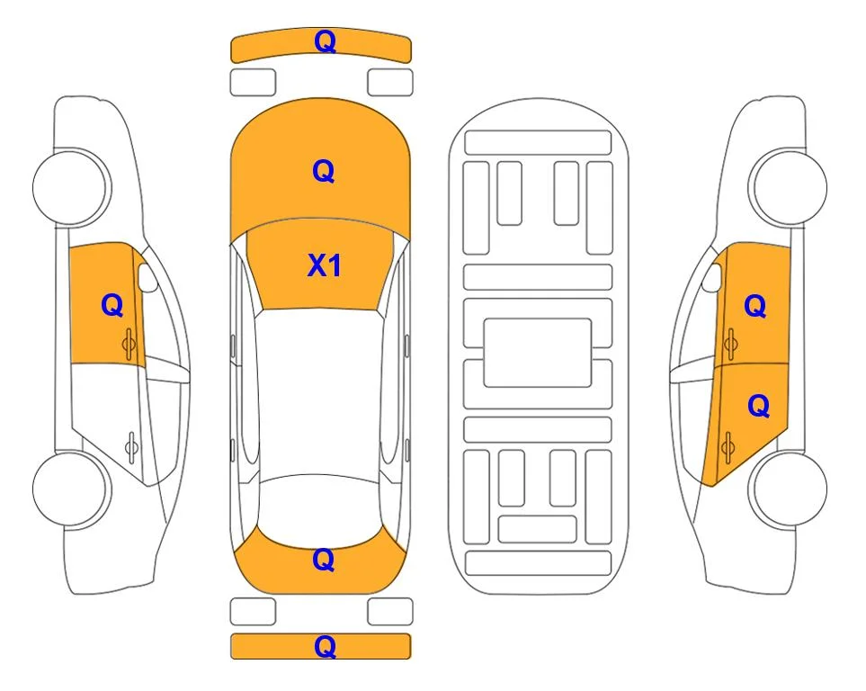 Схема кузова с отметками аукциона Lotte Auto Auction