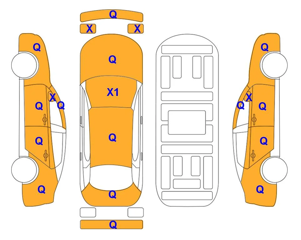 Схема кузова с отметками аукциона Lotte Auto Auction