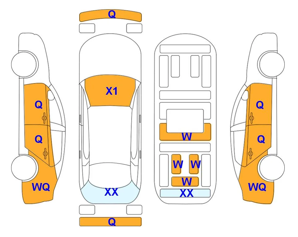 Схема кузова с отметками аукциона Lotte Auto Auction