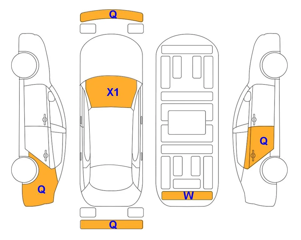 Body diagram with the marks of Lotte Auto Auction