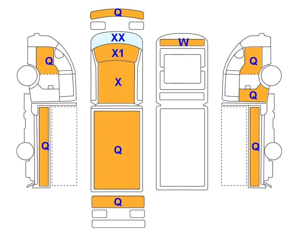 Схема кузова с отметками аукциона Lotte Auto Auction