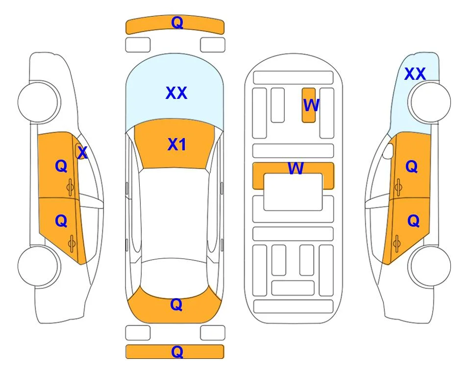 Схема кузова с отметками аукциона Lotte Auto Auction