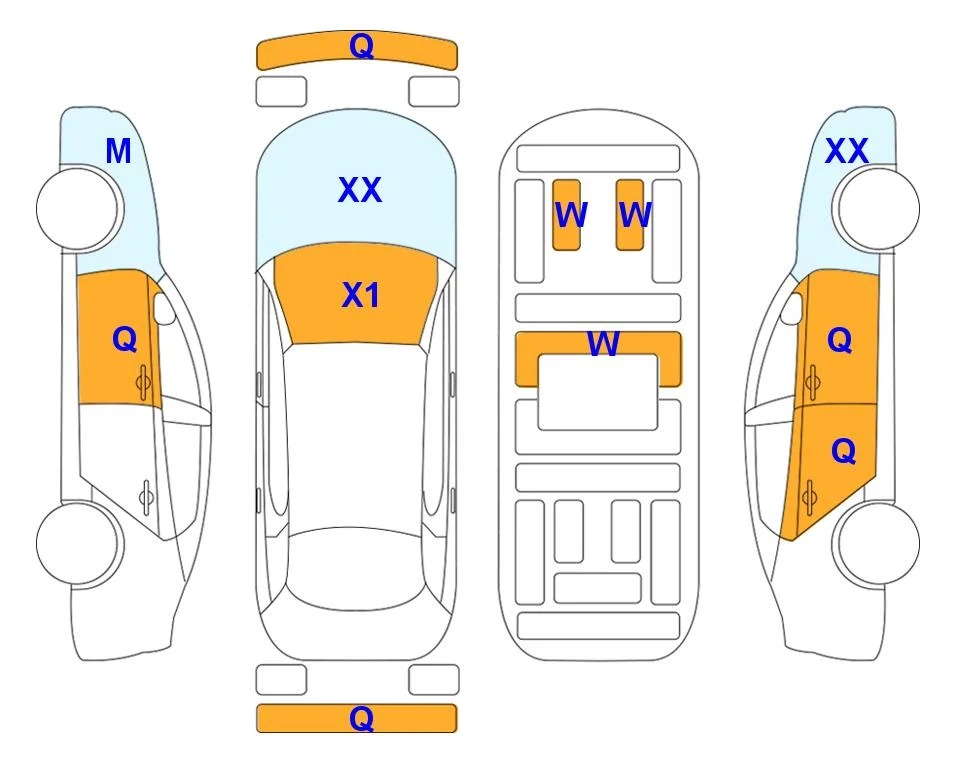 Схема кузова с отметками аукциона Lotte Auto Auction