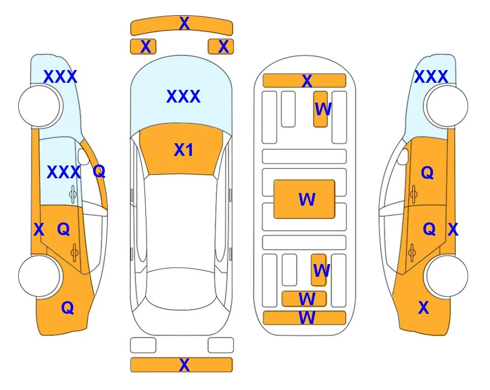 Body diagram with the marks of Lotte Auto Auction