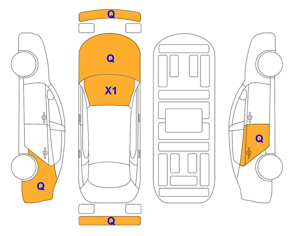 Схема кузова с отметками аукциона Lotte Auto Auction