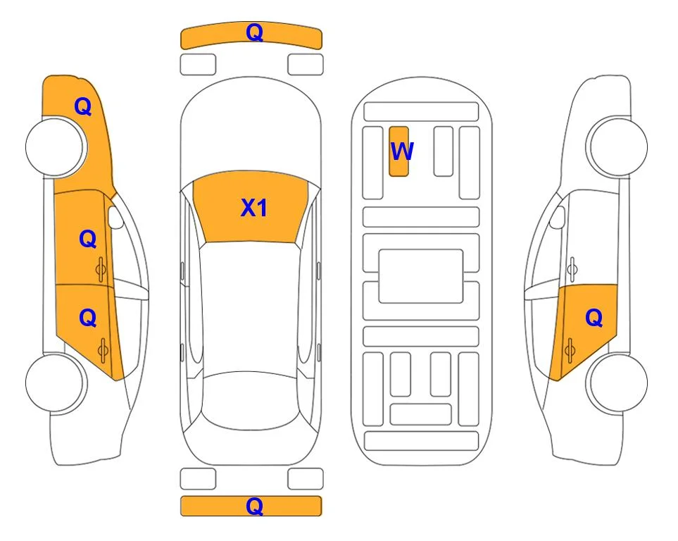 Схема кузова с отметками аукциона Lotte Auto Auction