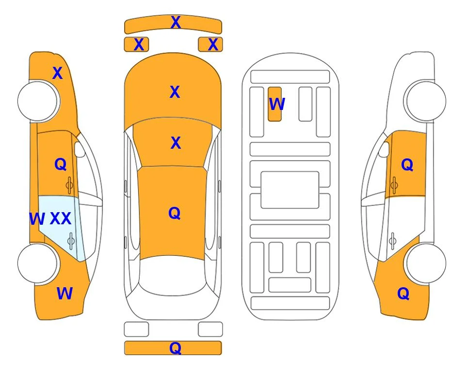 Схема кузова с отметками аукциона Lotte Auto Auction