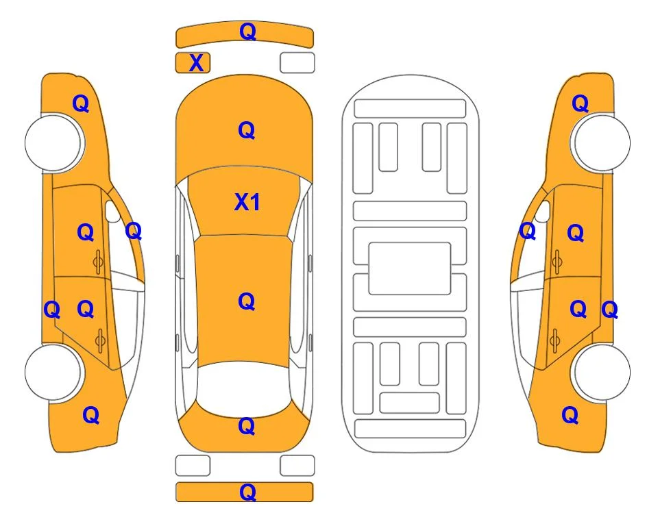 Схема кузова с отметками аукциона Lotte Auto Auction