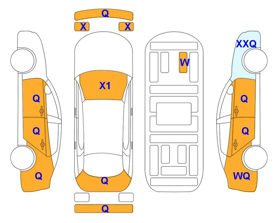 Body diagram with the marks of Lotte Auto Auction