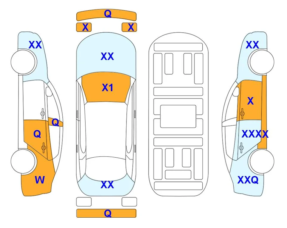 Схема кузова с отметками аукциона Lotte Auto Auction