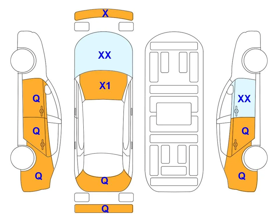 Схема кузова с отметками аукциона Lotte Auto Auction